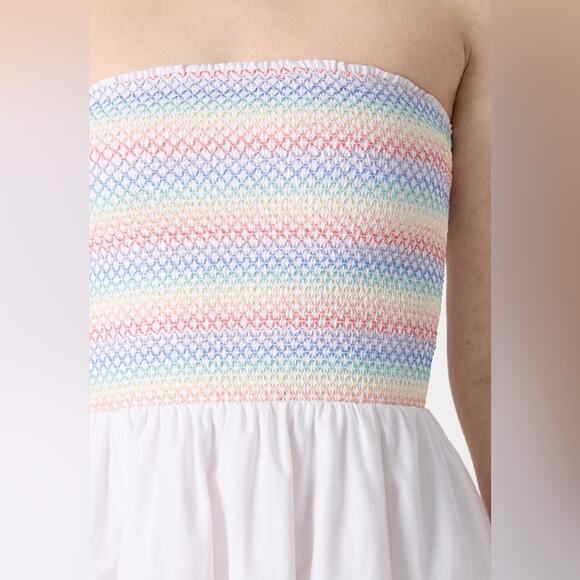NEW ABERCROMBIE FITCH White Rainbow Strapless Straps Tube Tank Top Mini Dress M - Picture 8 of 10